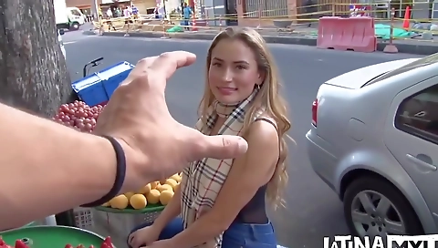 Sexy blonde take door give bountyness her boyfriend's ass