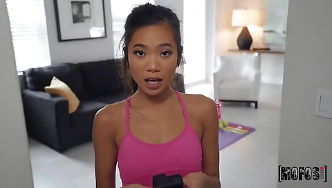 Mila and sexy asian milf with big tits fucking