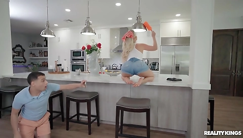 Hot blonde babe gets her ass banged by deb