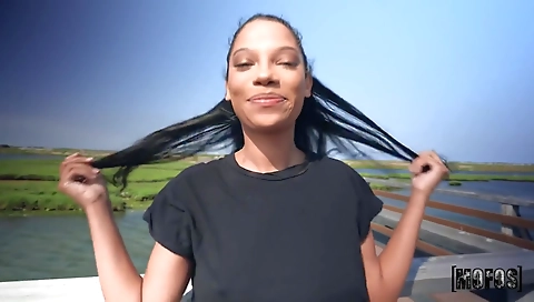 Super-haired babe on a big black cock