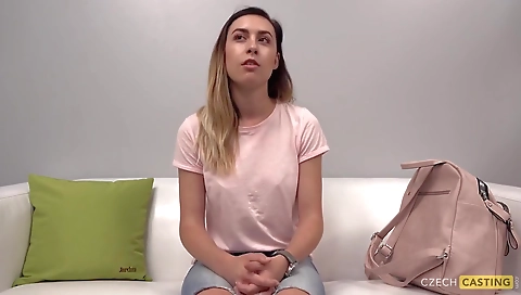 Sexy young chick fucked by a huge cock